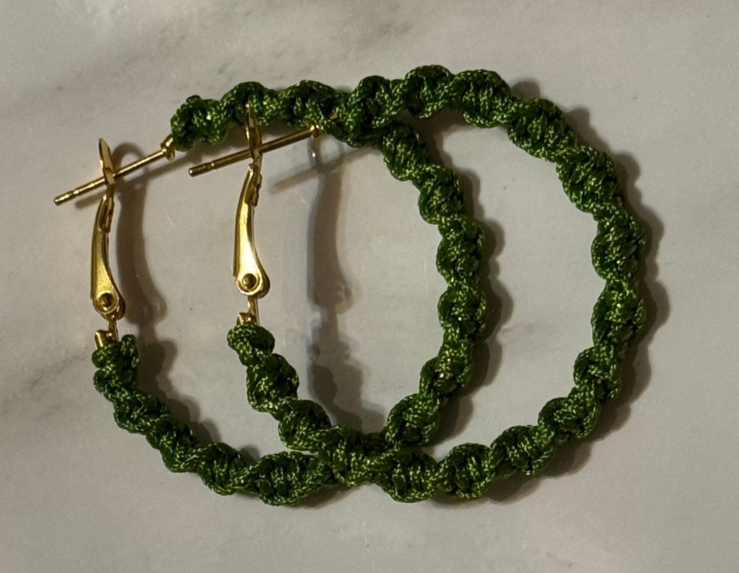 Olive Green Macrame Hoops