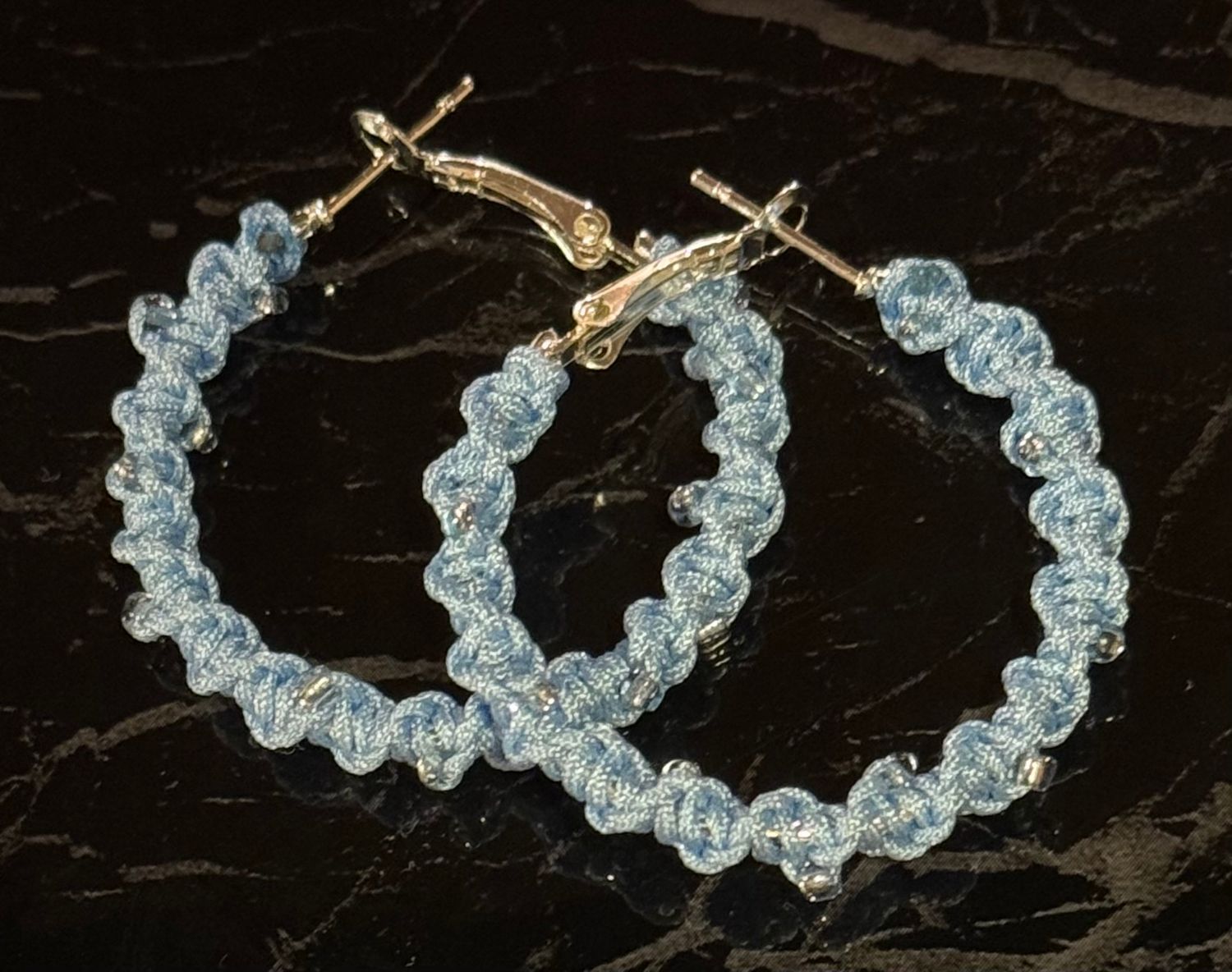 Light Blue “Icy” Macrame Hoops