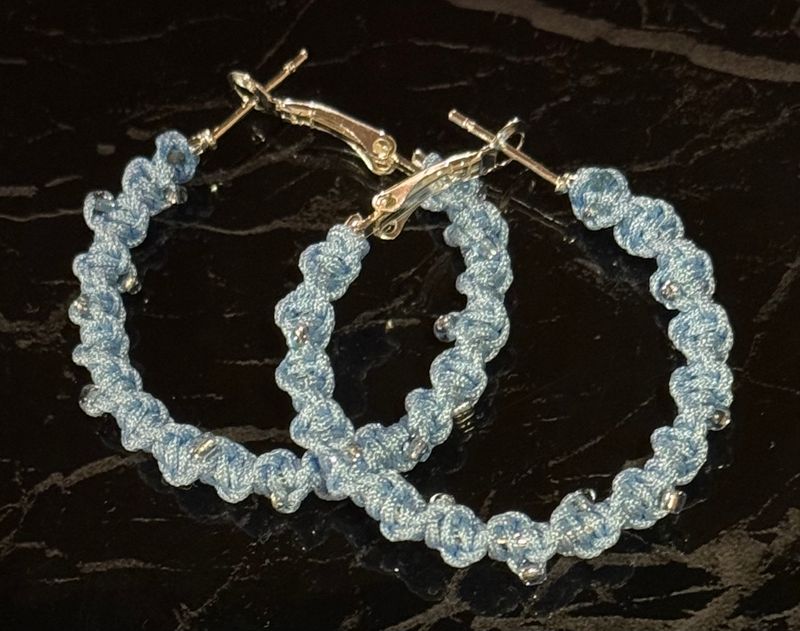 Light Blue “Icy” Macrame Hoops