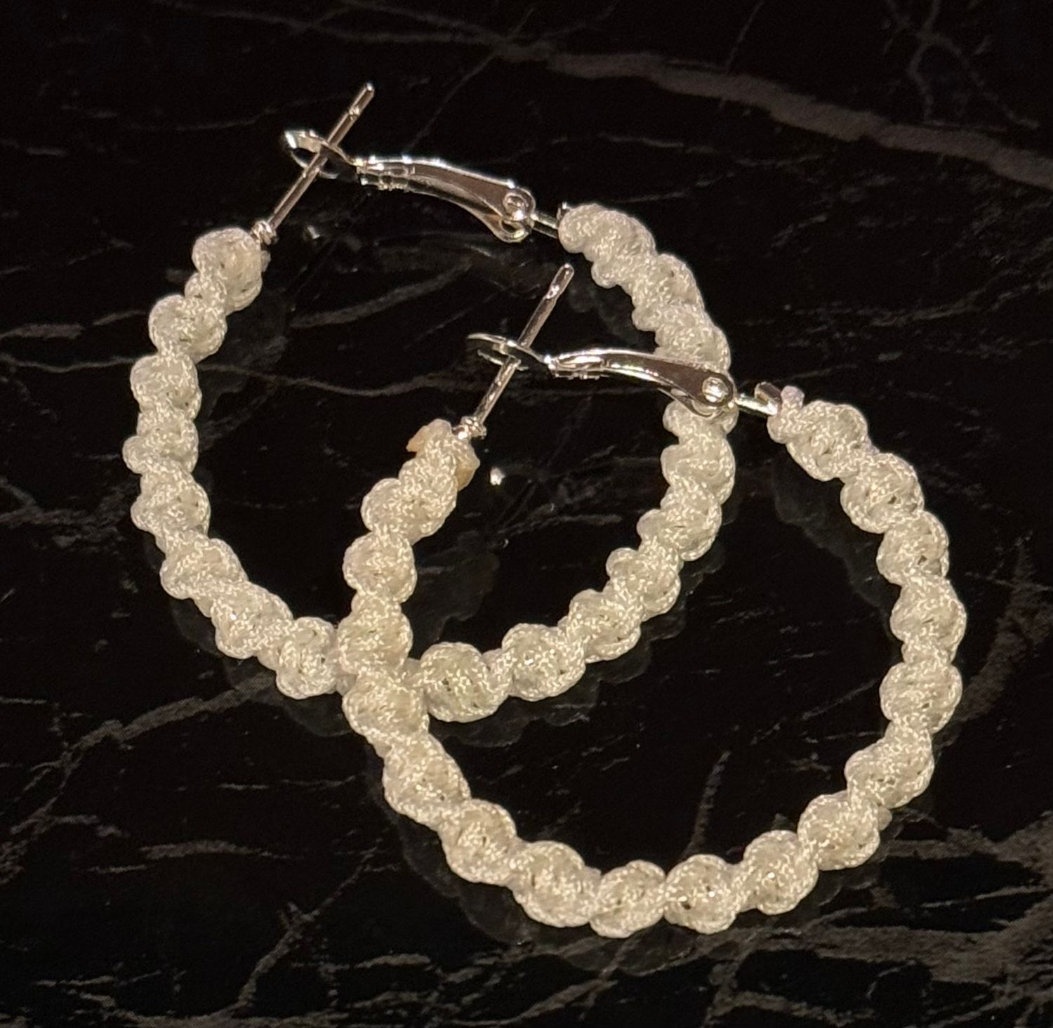 White Macrame Hoops
