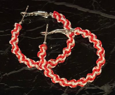 Red and White Macrame Hoops