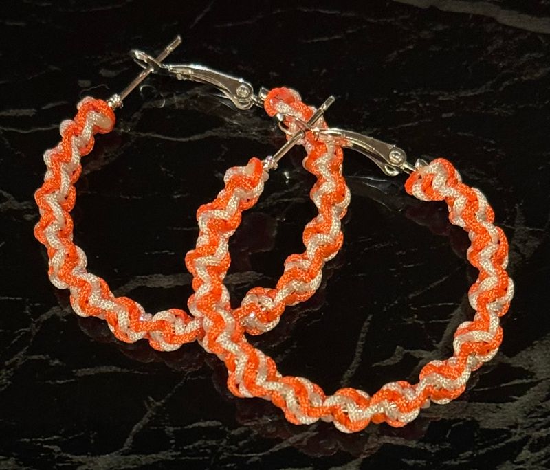 Orange and White “Creamsicle” Macrame Hoops