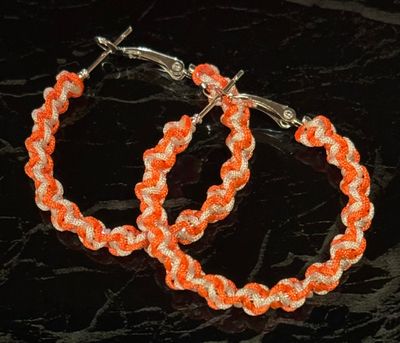 Orange and White “Creamsicle” Macrame Hoops