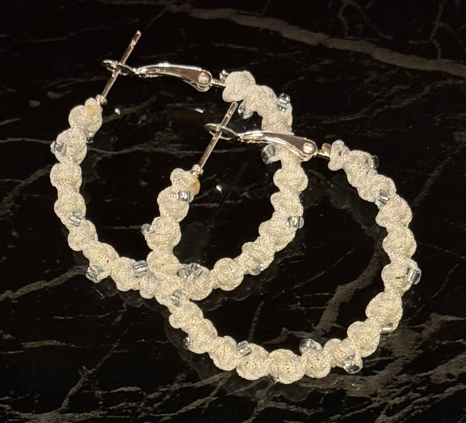 White “Icy” Macrame Hoops