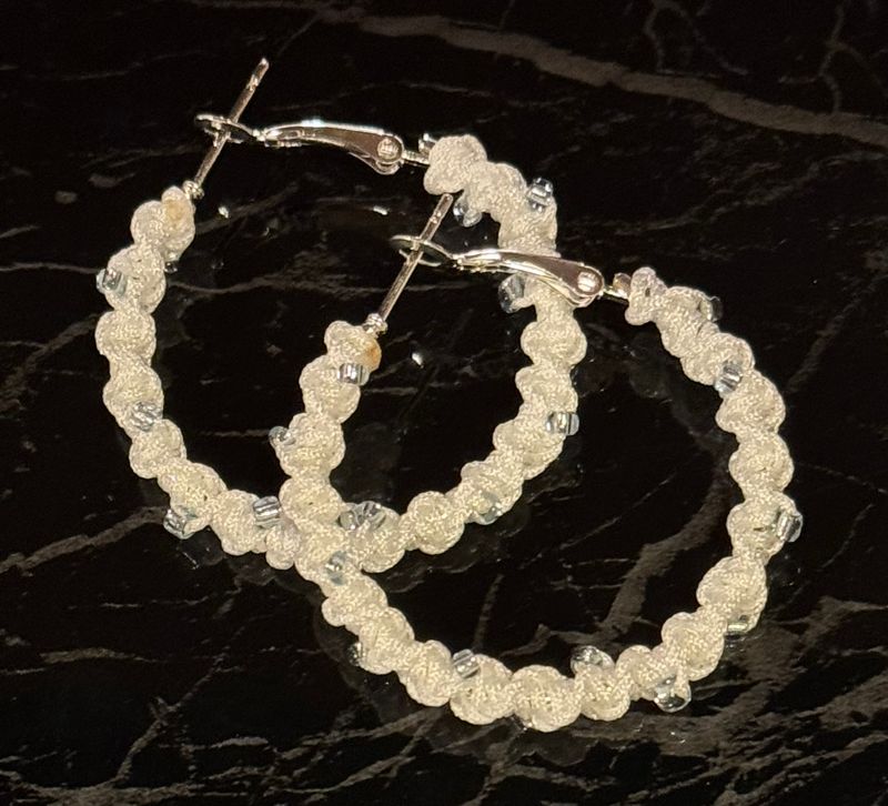 White “Icy” Macrame Hoops