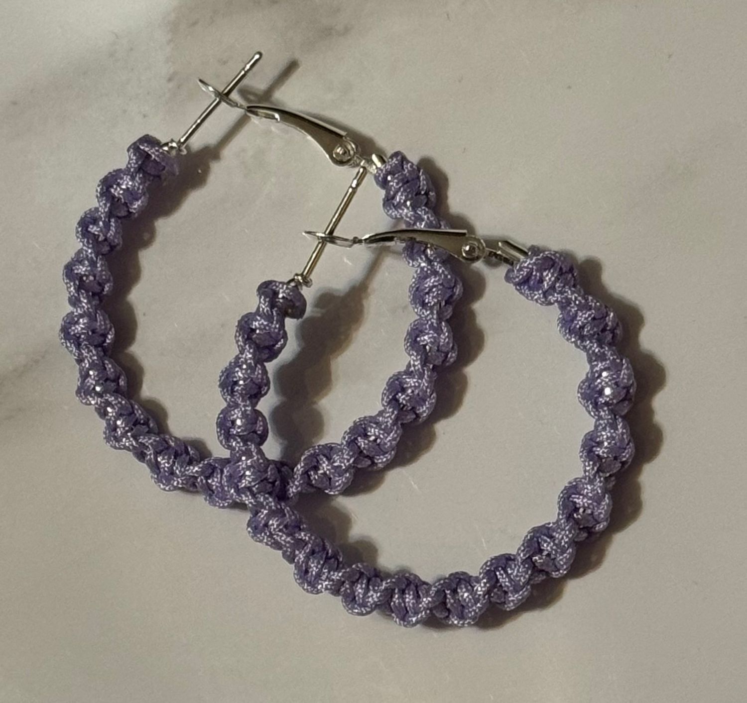 Lavender Macrame Hoops