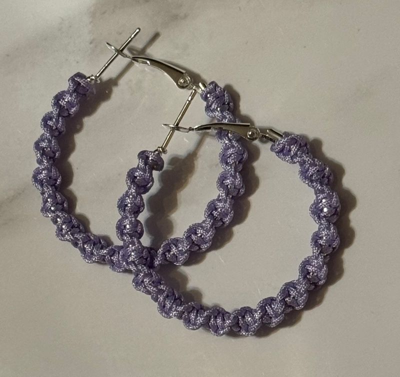 Lavender Macrame Hoops