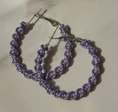 Lavender Macrame Hoops