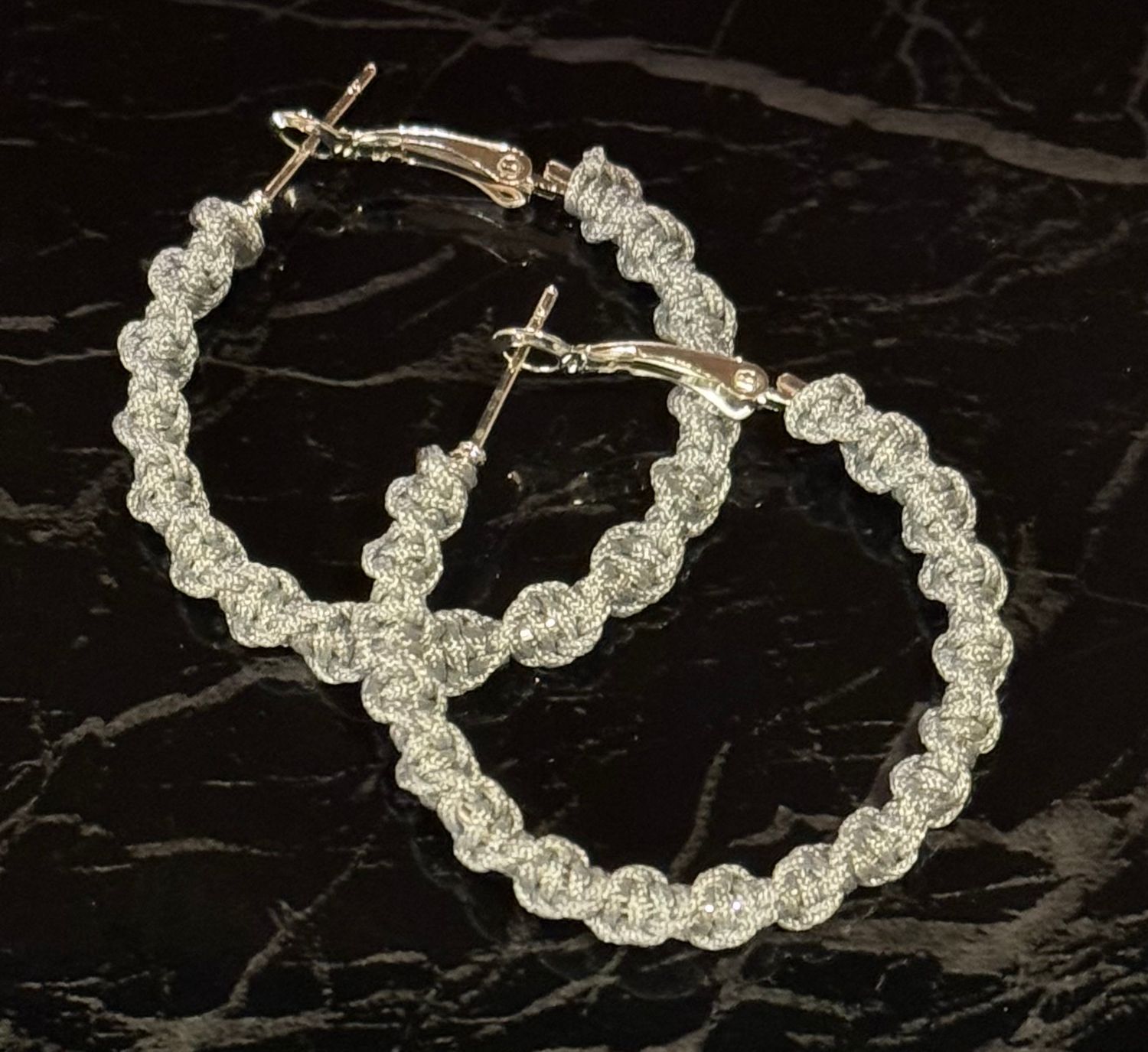 Light Gray Macrame Hoops