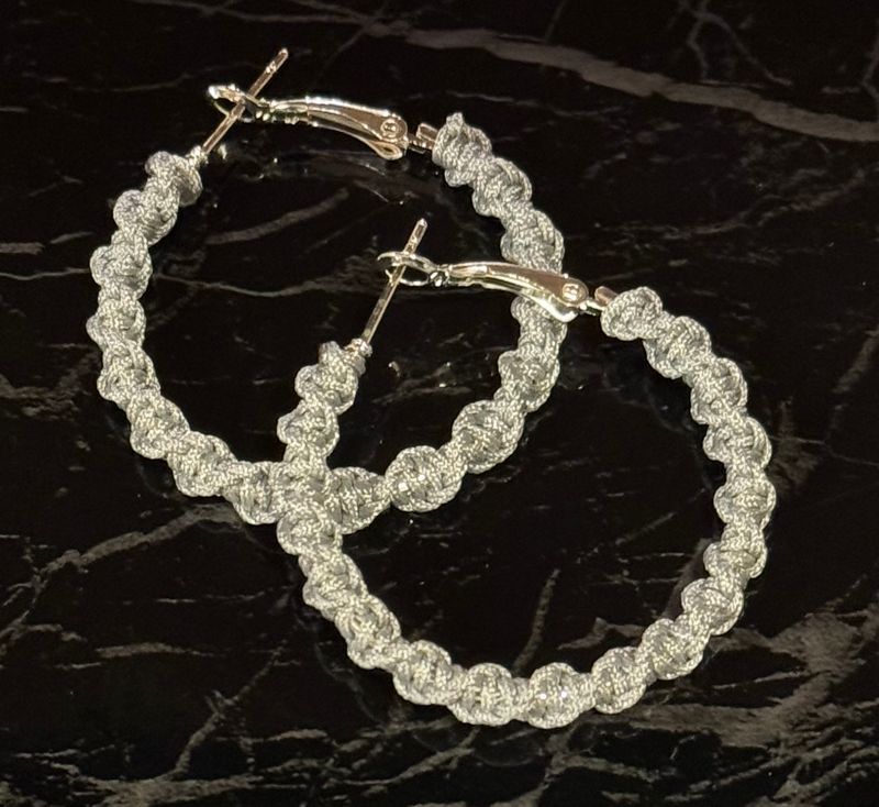Light Gray Macrame Hoops