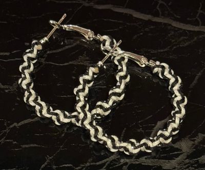 Black and White Macrame Hoops