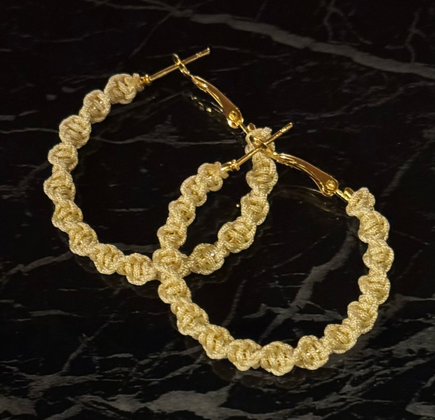 Tan Macrame Hoops