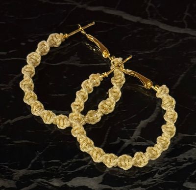 Tan Macrame Hoops