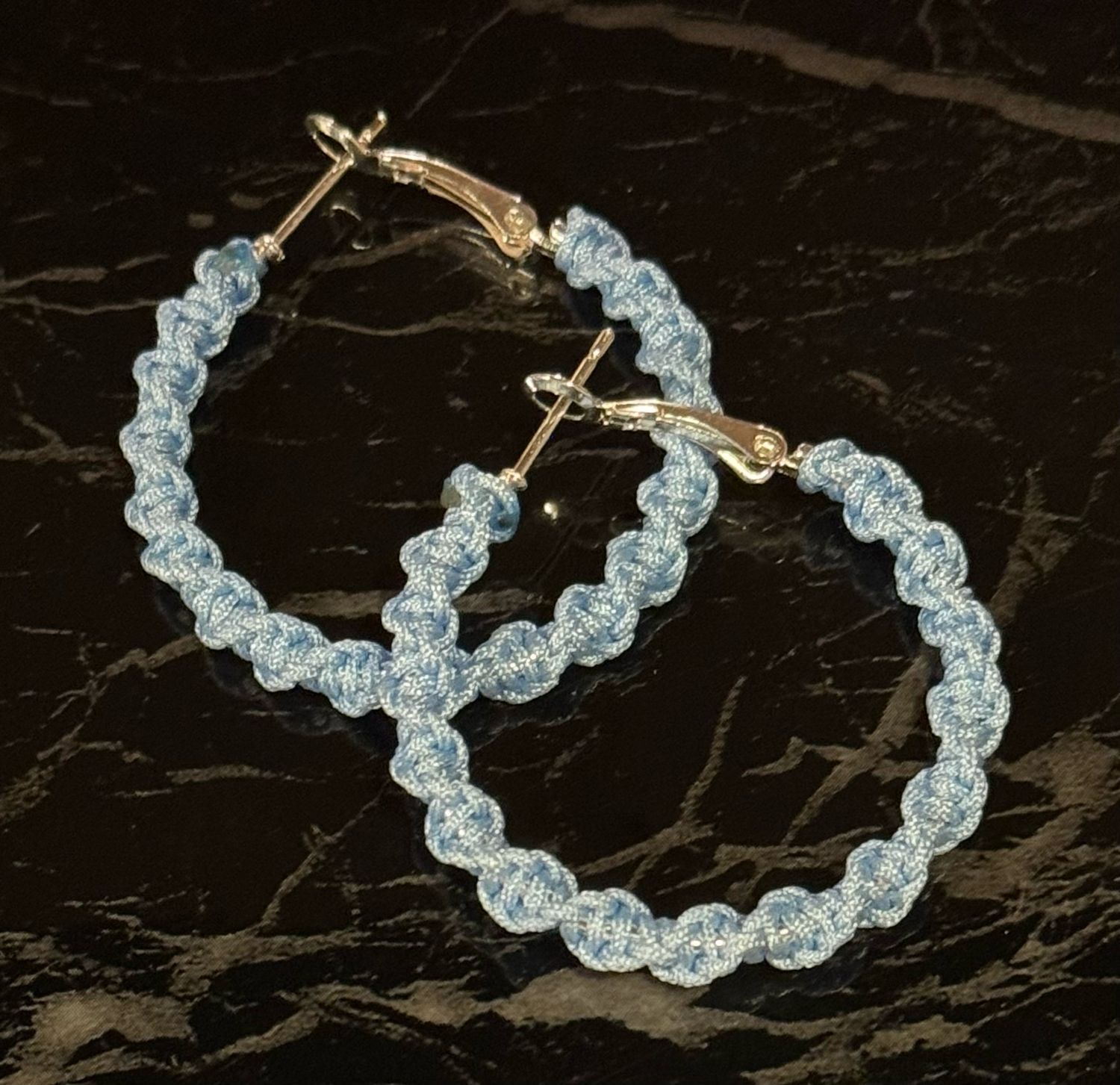 Light Blue Macrame Hoops