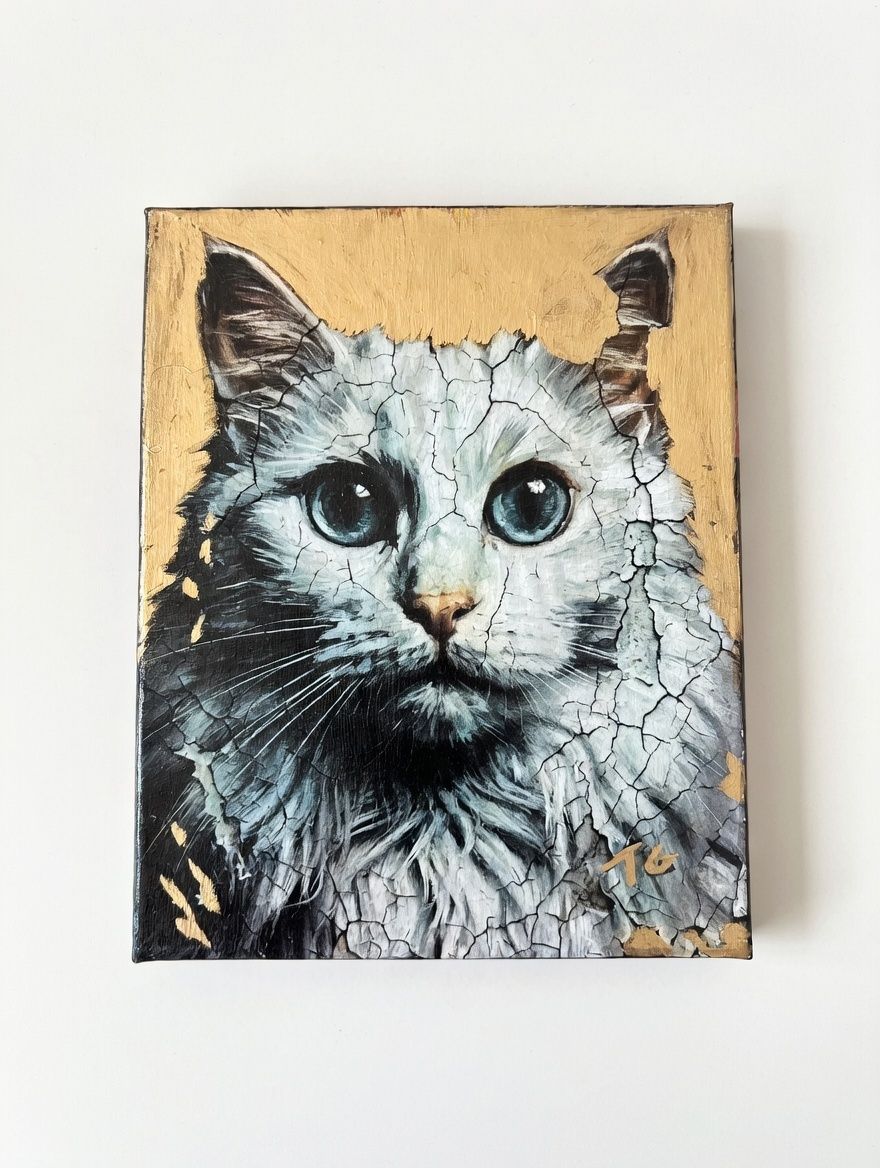 ANIMAL icons. Handmade serigraph print with gold leaf.