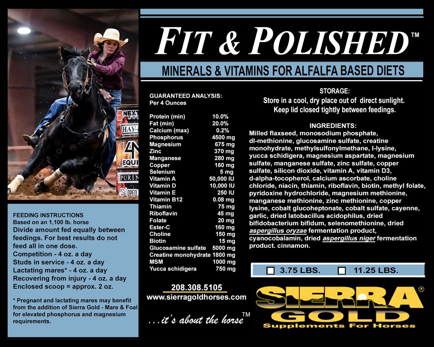 Minerales y Vitaminas Fit &amp; Polished para Dietas Basadas en Alfalfa (AMEU) - Individuales 11.25 lbs. (90 - Porciones de 2 oz)