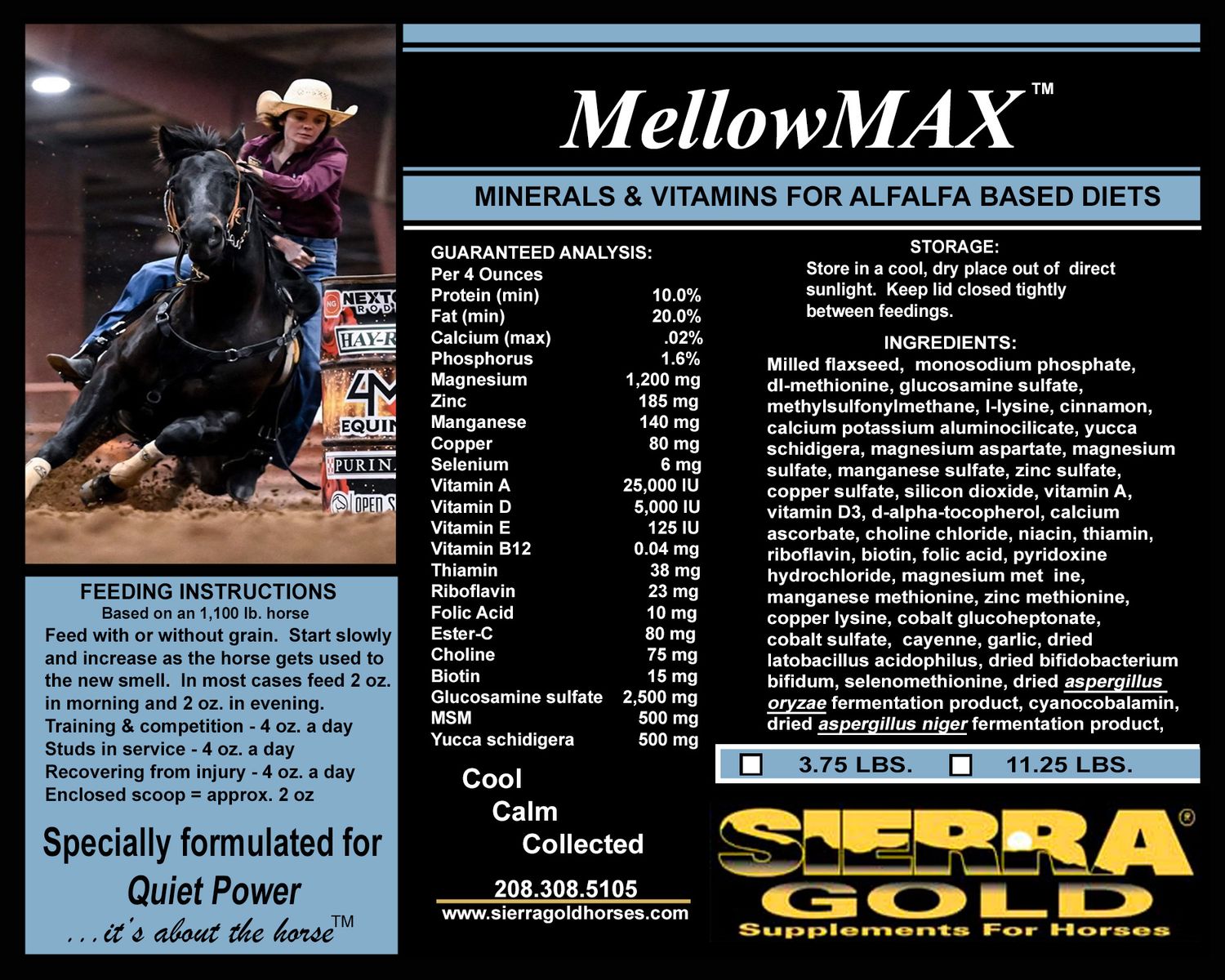 MellowMAX para dietas a base de alfalfa - Doble 11.25 lbs. (90 - 2 onzas Porciones) MellowMAX para dietas a base de alfalfa - Doble 11.25 lbs. (90 - 2 onzas Porciones)