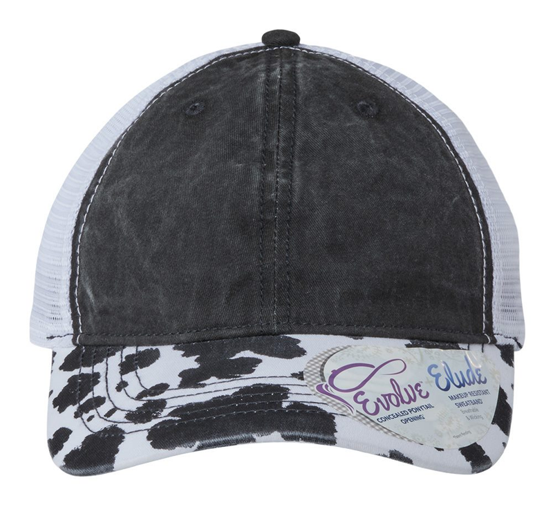 Infinity Her -Ponytail cut Women&#39;s Printed Visor with Mesh Back Cap
