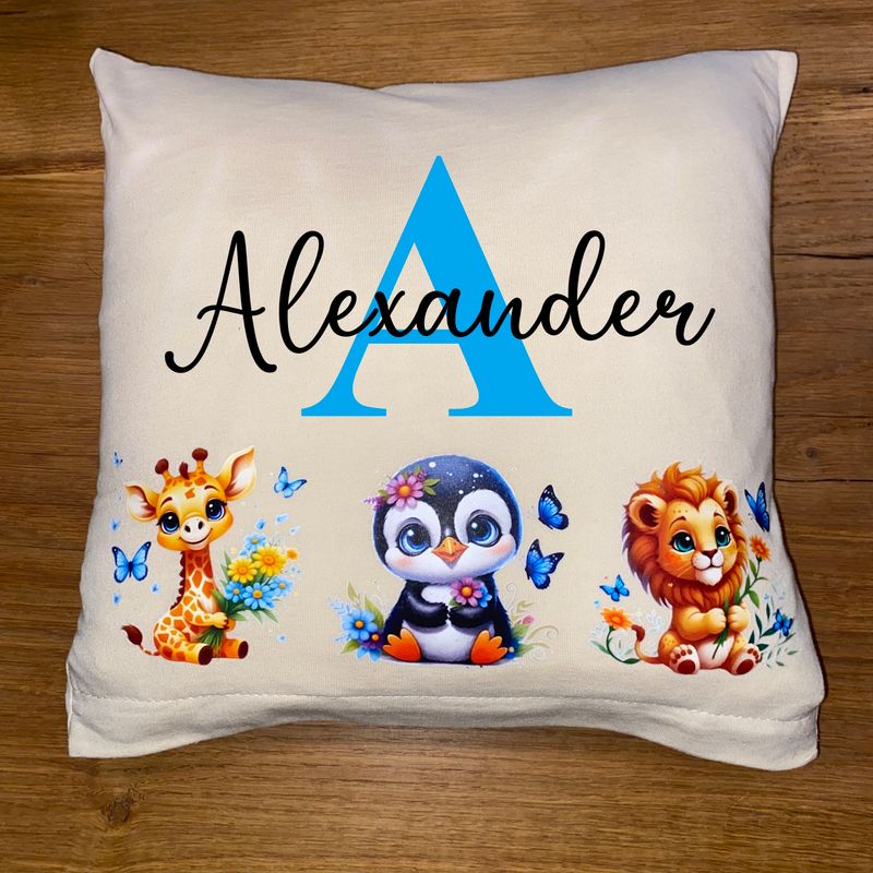 Personalisiertes Kinderkissen – mit süßen Tiermotiven & Wunschnamen
