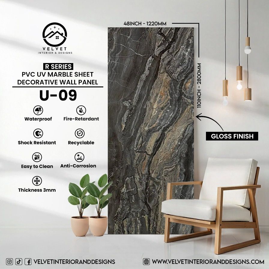 U-09 | R Series | PVC UV Marble Sheets