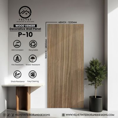 P-10 | Wood Veneer |  Decorative Wall Panel | 5/16 in x 48 in x 110 in | natural wood finish | Waterproof, Scratch-Resistant & Fire-Retardant | Ideal for Living Rooms, Bathrooms & Feature Walls