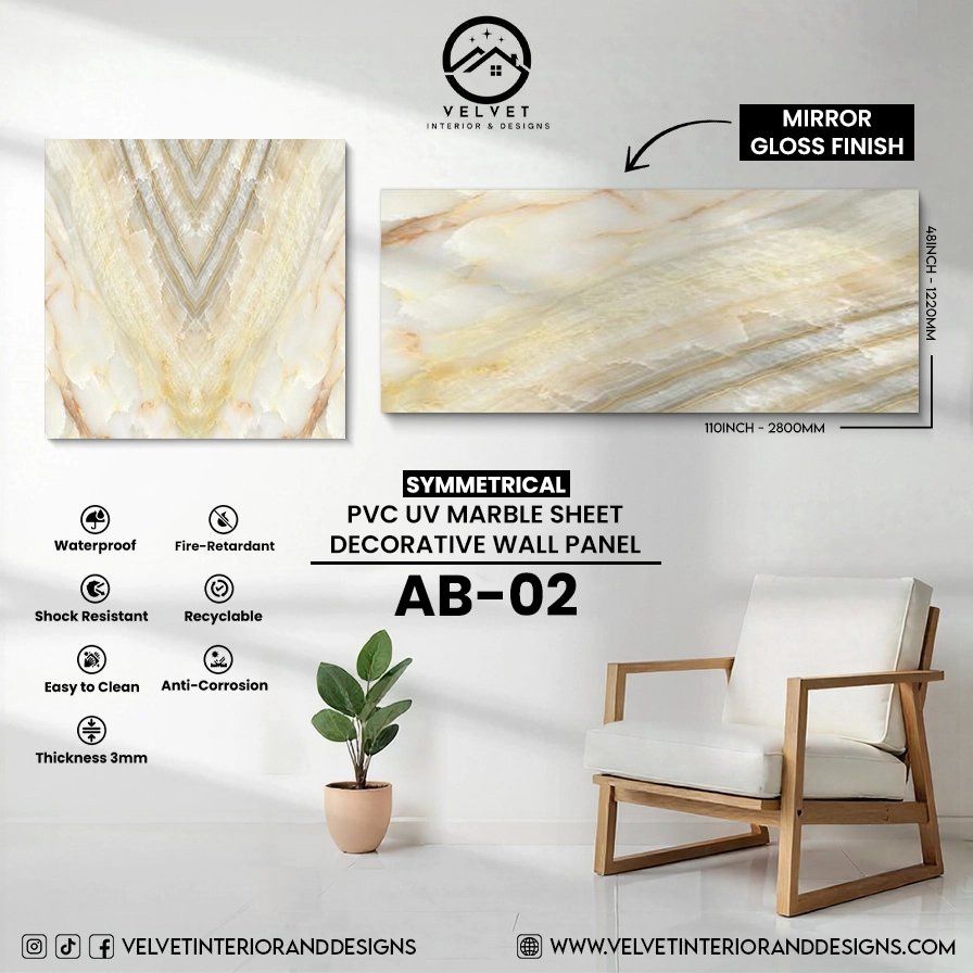 AB-02 | Symmetrical | PVC UV Marble Sheets