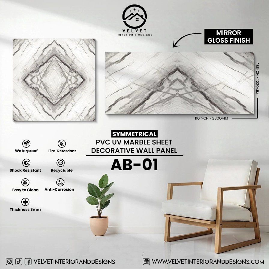 AB-01 | Symmetrical | PVC UV Marble Sheets AB-01 | Symmetrical | PVC UV Marble Sheets