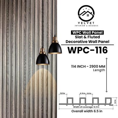 WPC-116 | WPC Wall Panel | Slat & Fluted Decorative Wall Panel | 1 in x 6.3 in x 114 in | Water & Moisture-Resistant | Fire-Retardant | Ideal for Living Rooms, Bedrooms, Bathrooms, TV & Feature Walls WPC-116 | WPC Wall Panel | Slat & Fluted Decorative Wall Panel | 1 in x 6.3 in x 114 in | Water & Moisture-Resistant | Fire-Retardant | Ideal for Living Rooms, Bedrooms, Bathrooms, TV & Feature Walls