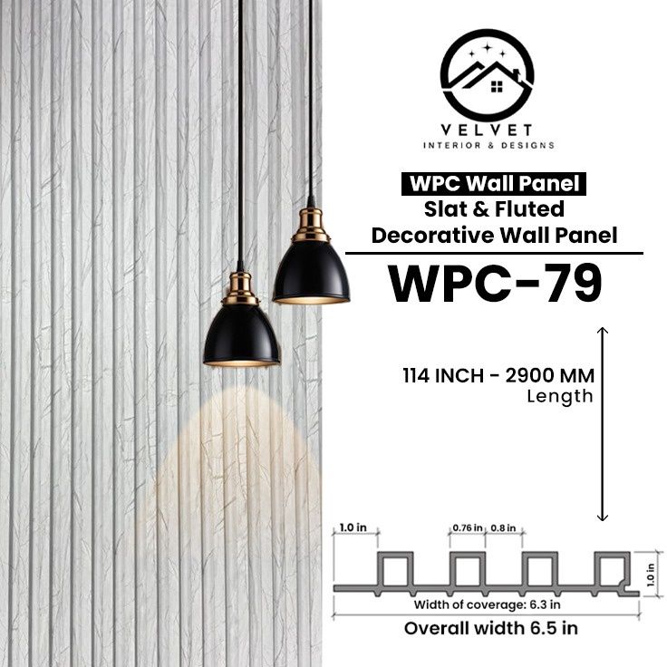 WPC-79 | WPC Wall Panel | Slat & Fluted Decorative Wall Panel | 1 in x 6.3 in x 114 in | Water & Moisture-Resistant | Fire-Retardant | Ideal for Living Rooms, Bedrooms, Bathrooms, TV & Feature Walls