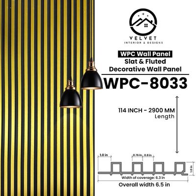 WPC-8033 | WPC Wall Panel | Slat & Fluted Decorative Wall Panel | 1 in x 6.3 in x 114 in | Water & Moisture-Resistant | Fire-Retardant | Ideal for Living Rooms, Bedrooms, Bathrooms, TV & Feature Walls