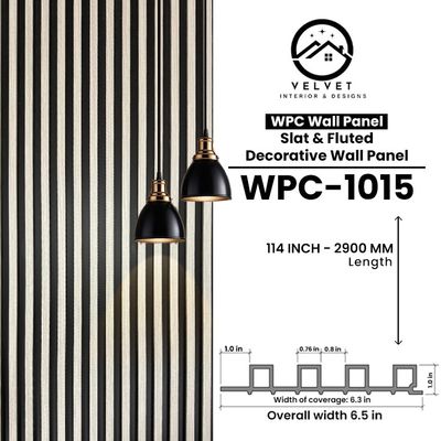 WPC-1015 | WPC Wall Panel | Slat & Fluted Decorative Wall Panel | 1 in x 6.3 in x 114 in | Water & Moisture-Resistant | Fire-Retardant | Ideal for Living Rooms, Bedrooms, Bathrooms, TV & Feature Walls