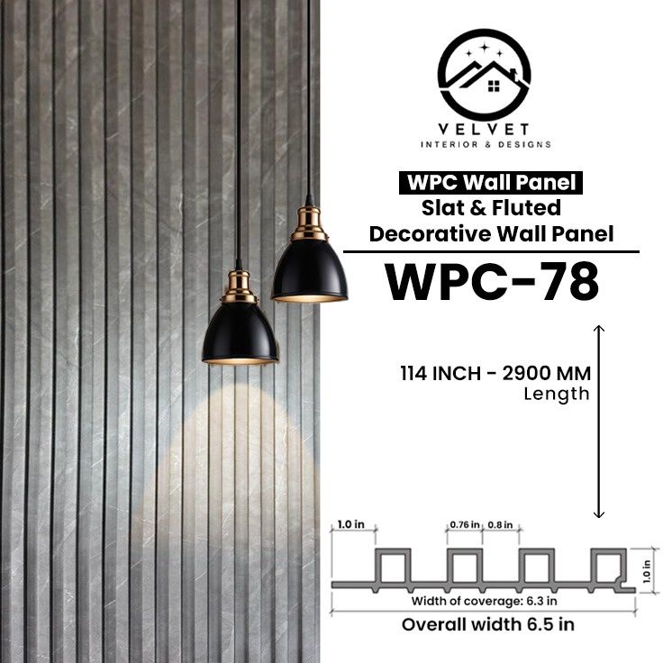 WPC-78 | WPC Wall Panel | Slat & Fluted Decorative Wall Panel | 1 in x 6.3 in x 114 in | Water & Moisture-Resistant | Fire-Retardant | Ideal for Living Rooms, Bedrooms, Bathrooms, TV & Feature Walls