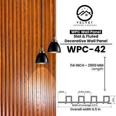 WPC-42 | WPC Wall Panel | Slat & Fluted Decorative Wall Panel | 1 in x 6.3 in x 114 in | Water & Moisture-Resistant | Fire-Retardant | Ideal for Living Rooms, Bedrooms, Bathrooms, TV & Feature Walls WPC-42 | WPC Wall Panel | Slat & Fluted Decorative Wall Panel | 1 in x 6.3 in x 114 in | Water & Moisture-Resistant | Fire-Retardant | Ideal for Living Rooms, Bedrooms, Bathrooms, TV & Feature Walls