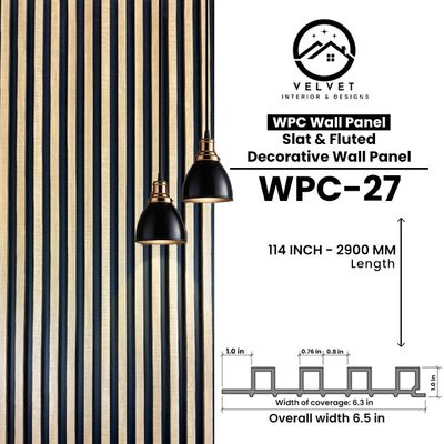 WPC-27 | WPC Wall Panel | Slat & Fluted Decorative Wall Panel | 1 in x 6.3 in x 114 in | Water & Moisture-Resistant | Fire-Retardant | Ideal for Living Rooms, Bedrooms, Bathrooms, TV & Feature Walls