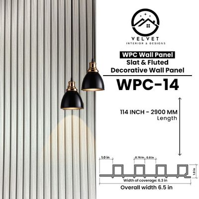 WPC-14 | WPC Wall Panel | Slat & Fluted Decorative Wall Panel | 1 in x 6.3 in x 114 in | Water & Moisture-Resistant | Fire-Retardant | Ideal for Living Rooms, Bedrooms, Bathrooms, TV & Feature Walls WPC-14 | WPC Wall Panel | Slat & Fluted Decorative Wall Panel | 1 in x 6.3 in x 114 in | Water & Moisture-Resistant | Fire-Retardant | Ideal for Living Rooms, Bedrooms, Bathrooms, TV & Feature Walls