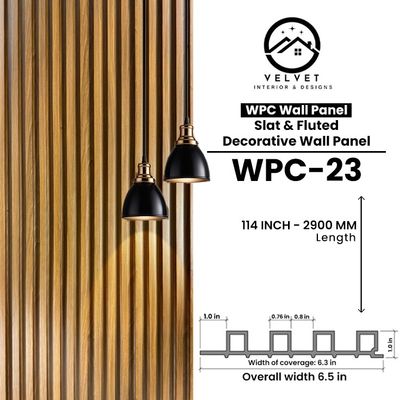 WPC-23 | WPC Wall Panel | Slat & Fluted Decorative Wall Panel | 1 in x 6.3 in x 114 in | Water & Moisture-Resistant | Fire-Retardant | Ideal for Living Rooms, Bedrooms, Bathrooms, TV & Feature Walls WPC-23 | WPC Wall Panel | Slat & Fluted Decorative Wall Panel | 1 in x 6.3 in x 114 in | Water & Moisture-Resistant | Fire-Retardant | Ideal for Living Rooms, Bedrooms, Bathrooms, TV & Feature Walls