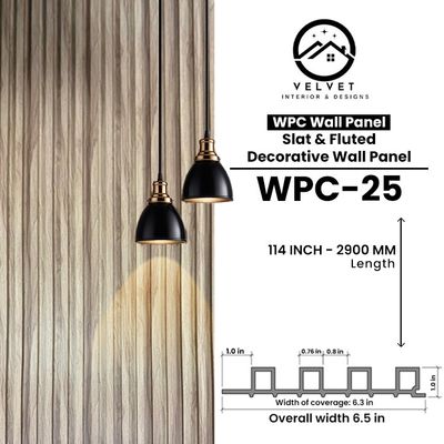 WPC-25 | WPC Wall Panel | Slat & Fluted Decorative Wall Panel | 1 in x 6.3 in x 114 in | Water & Moisture-Resistant | Fire-Retardant | Ideal for Living Rooms, Bedrooms, Bathrooms, TV & Feature Walls WPC-25 | WPC Wall Panel | Slat & Fluted Decorative Wall Panel | 1 in x 6.3 in x 114 in | Water & Moisture-Resistant | Fire-Retardant | Ideal for Living Rooms, Bedrooms, Bathrooms, TV & Feature Walls