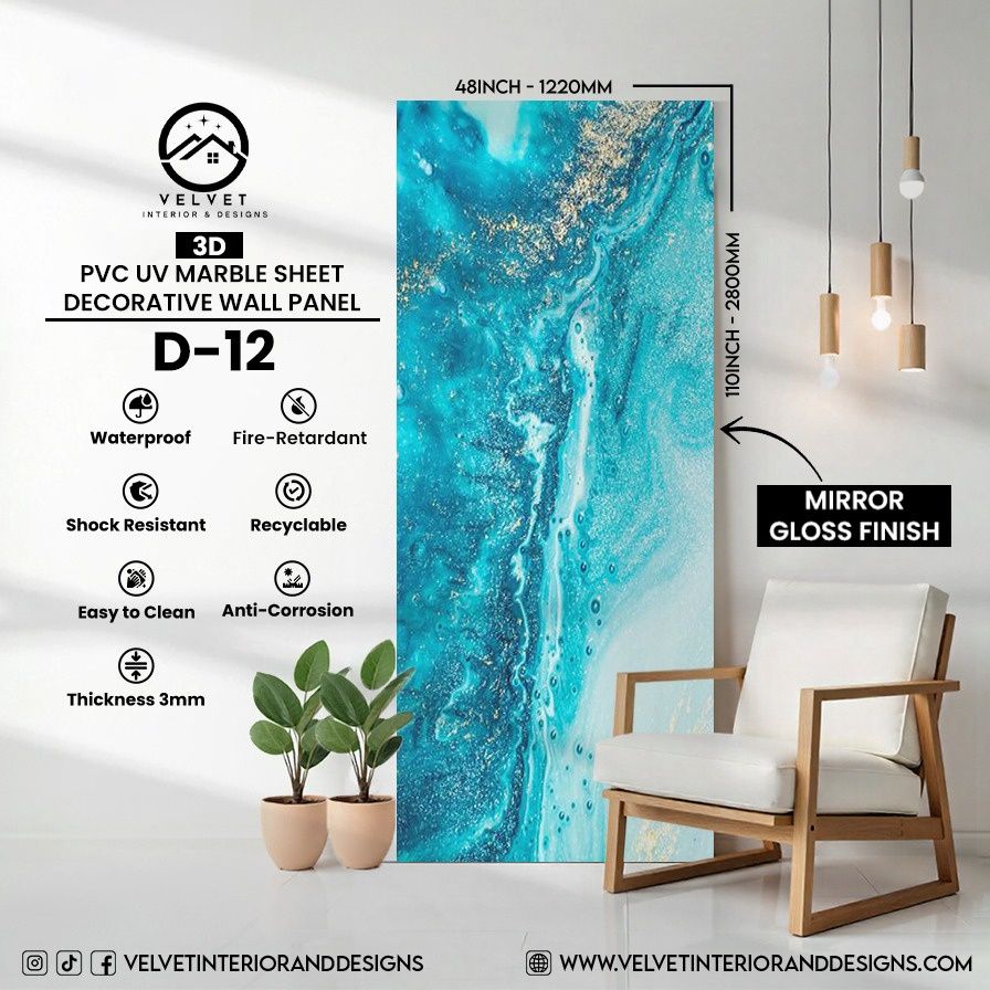 D-12 | 3D | PVC UV Marble Sheets