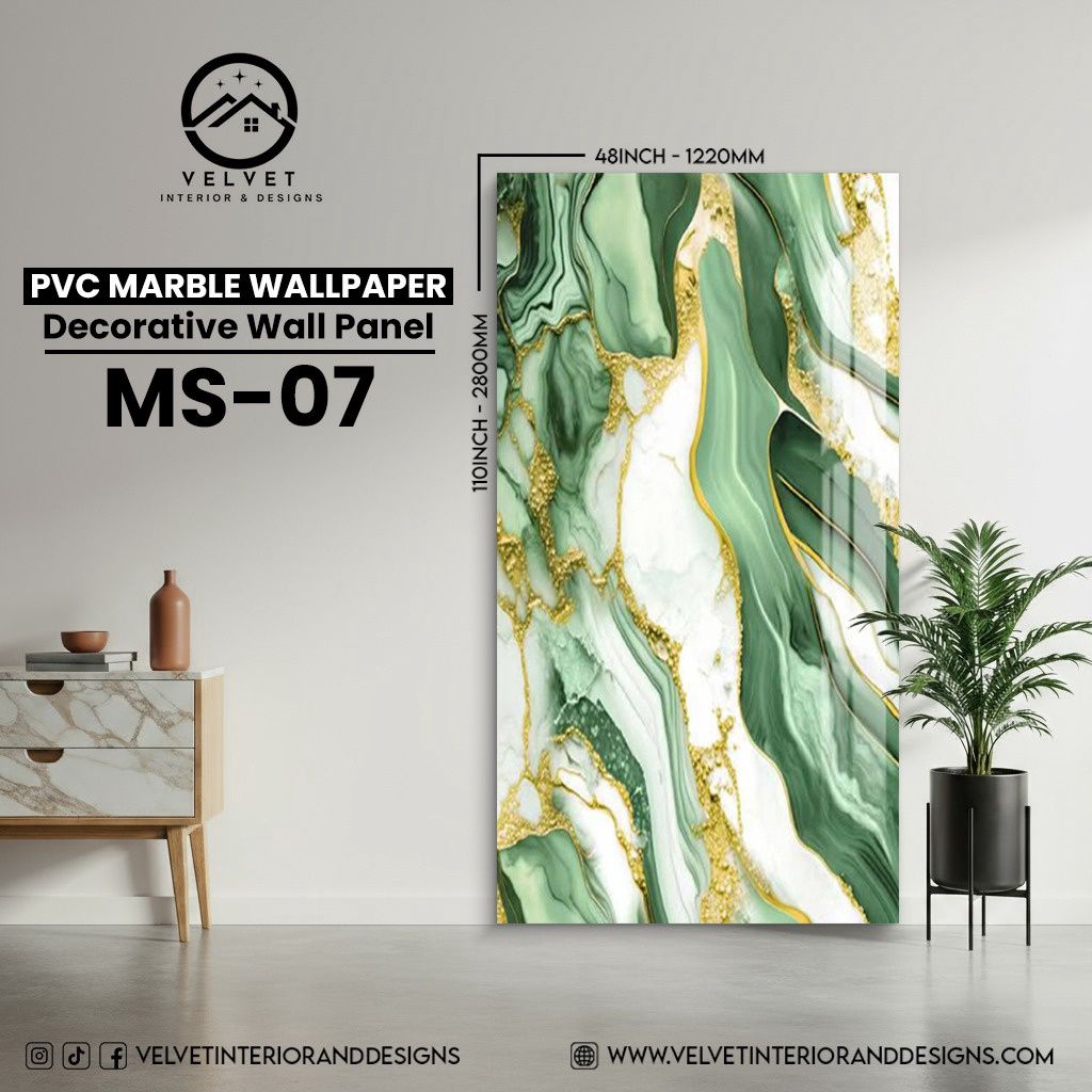 MS-07 | PVC Marble Wallpaper| Decorative Wall Panel | 1/8 in x 48 in x 110 in | Waterproof, Scratch-Resistant | Ideal for Living Rooms & Feature Walls