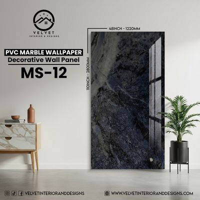 MS-12 | PVC Marble Wallpaper| Decorative Wall Panel | 1/8 in x 48 in x 110 in | Waterproof, Scratch-Resistant | Ideal for Living Rooms & Feature Walls