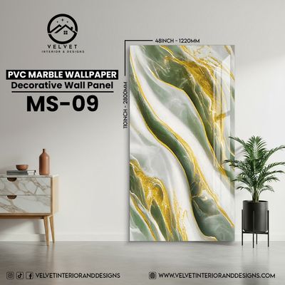MS-09 | PVC Marble Wallpaper| Decorative Wall Panel | 1/8 in x 48 in x 110 in | Waterproof, Scratch-Resistant | Ideal for Living Rooms & Feature Walls