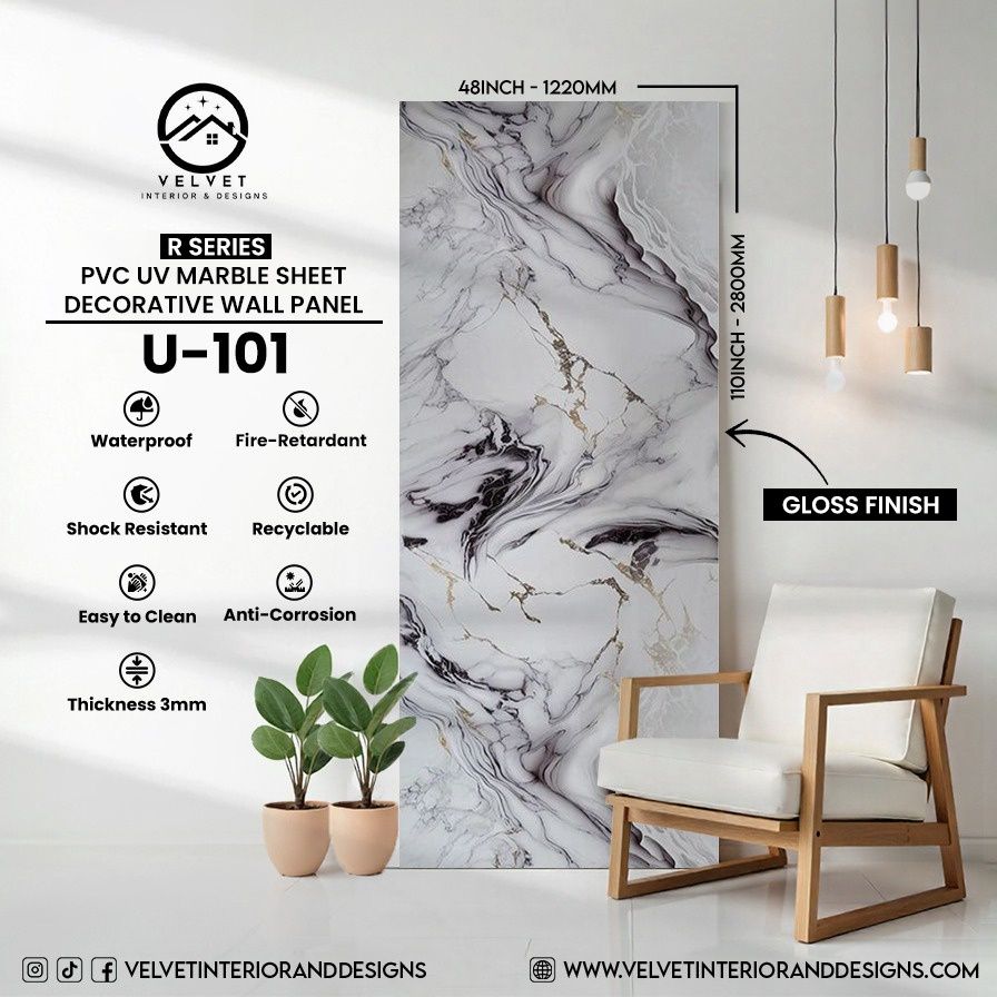 U-101 | R Series | PVC UV Marble Sheets