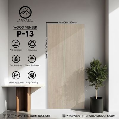 P-13 | Wood Veneer |  Decorative Wall Panel | 5/16 in x 48 in x 110 in | natural wood finish | Waterproof, Scratch-Resistant &amp; Fire-Retardant | Ideal for Living Rooms, Bathrooms &amp; Feature Walls