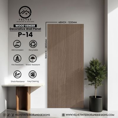 P-14 | Wood Veneer |  Decorative Wall Panel | 5/16 in x 48 in x 110 in | natural wood finish | Waterproof, Scratch-Resistant & Fire-Retardant | Ideal for Living Rooms, Bathrooms & Feature Walls