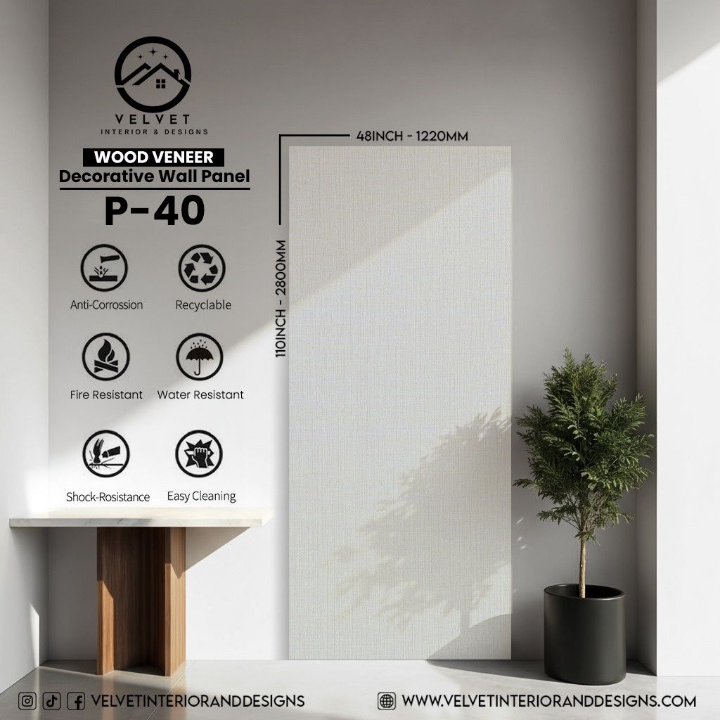 P-40 | Wood Veneer |  Decorative Wall Panel | 5/16 in x 48 in x 110 in | natural wood finish | Waterproof, Scratch-Resistant & Fire-Retardant | Ideal for Living Rooms, Bathrooms & Feature Walls