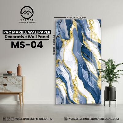MS-04 | PVC Marble Wallpaper| Decorative Wall Panel | 1/8 in x 48 in x 110 in | Waterproof, Scratch-Resistant | Ideal for Living Rooms & Feature Walls