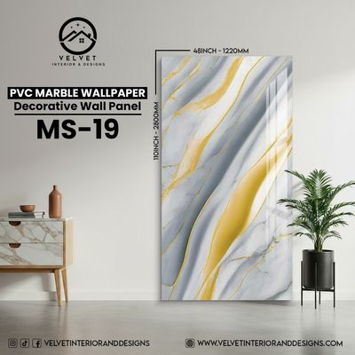MS-19 | PVC Marble Wallpaper| Decorative Wall Panel | 1/8 in x 48 in x 110 in | Waterproof, Scratch-Resistant | Ideal for Living Rooms & Feature Walls