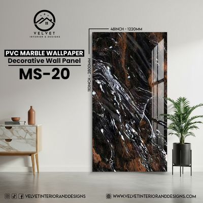 MS-20 | PVC Marble Wallpaper| Decorative Wall Panel | 1/8 in x 48 in x 110 in | Waterproof, Scratch-Resistant | Ideal for Living Rooms & Feature Walls