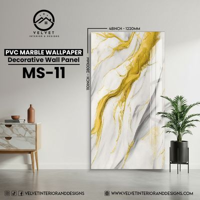 MS-11 | PVC Marble Wallpaper| Decorative Wall Panel | 1/8 in x 48 in x 110 in | Waterproof, Scratch-Resistant | Ideal for Living Rooms & Feature Walls