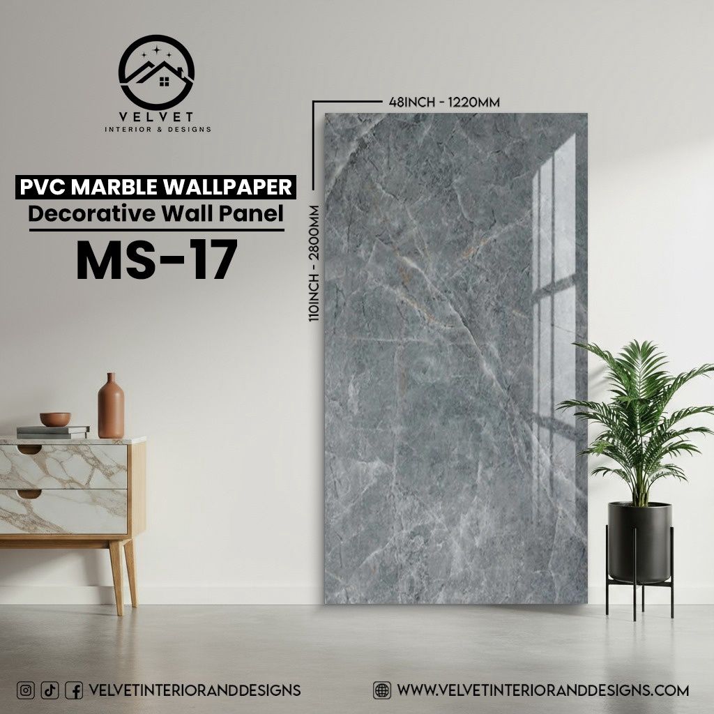 MS-17 | PVC Marble Wallpaper| Decorative Wall Panel | 1/8 in x 48 in x 110 in | Waterproof, Scratch-Resistant | Ideal for Living Rooms & Feature Walls